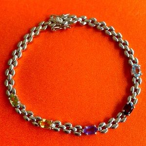 Clyde Duneier multi gemstone sterling silver Tennis bracelet